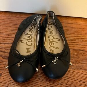 Little Girls Sam Edelman Black Leather Flats Size 12